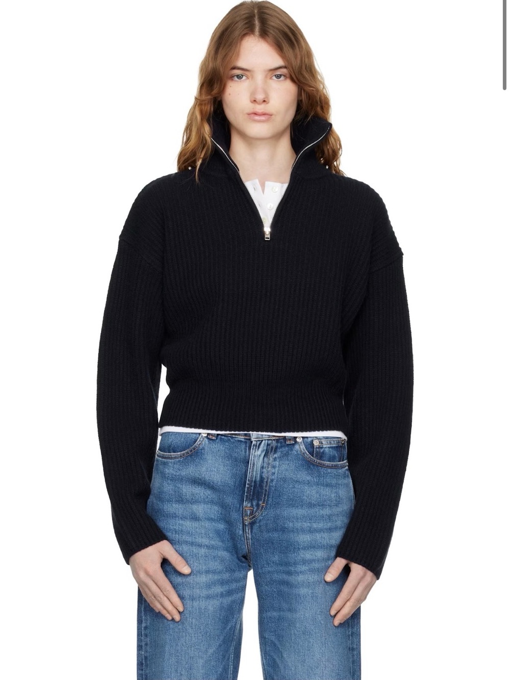 A.P.C. Black Half-Zip Ribbed Turtleneck Sweater